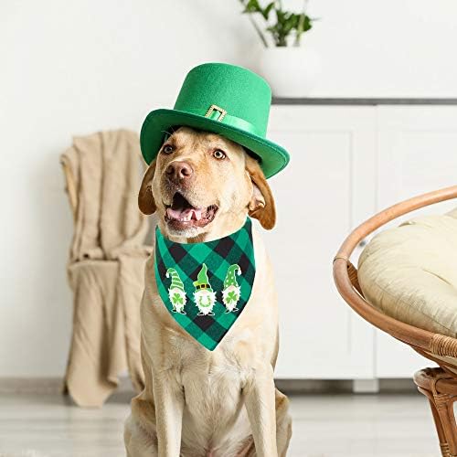 Adoggygo St. Patrick's Dog's Dog Bandana Green משובץ מחמד חיות מחמד משולש משולש ביקבי צעיף אביזרים לצעירים קטנים בינוניים
