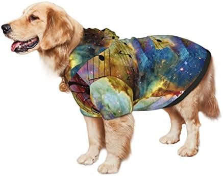 קפוצ'ון גדול של כלב קפוצ'ון מוסיקה-שטח-חלל-חלל סוודר בגדי חיות מחמד עם כובע מעיל תלבושת חתולים רכה x-large