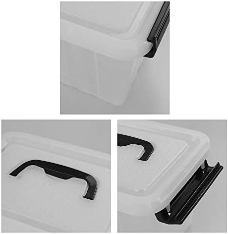 Bruinger 3 ליטר 6-חבילות קופסאות אחסון פלסטיק ברורות, תיבת תפס עם ידית שחורה