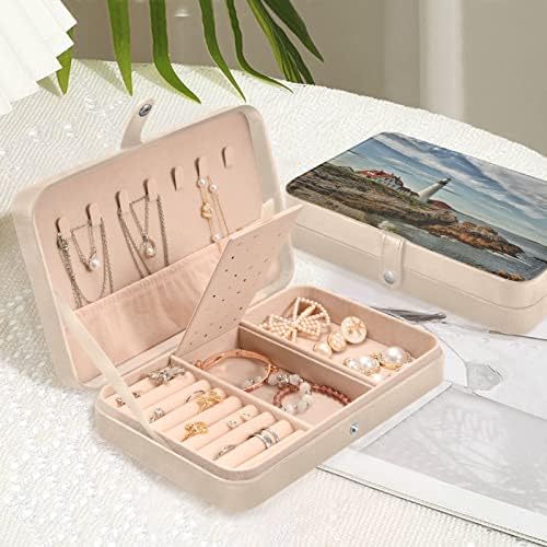 מגדלור Innewgogo קופסא תכשיטים קטנים מארגן תכשיטי עור PU מארז טבעת טיול למתנות כלה