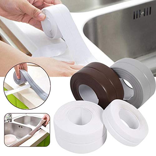 רצועת איטום מקלחת אמבטיה כיור כיור אמבטיה קלטת קלטת PVC מדבקת קיר אטום למים דבק למטבח אמבטיה אפור 3.2mx3.8 סמ