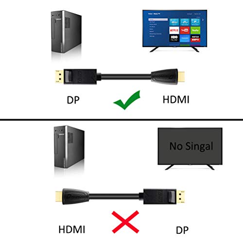 Dtech 3ft DisplayPort לכבל HDMI עם מחבר מצופה זהב - שחור