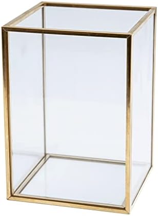 תיבת אחסון קוסמטית של EYHLKM תכשיטי זכוכית מוזהבים מארגן מברשת איפור איפור