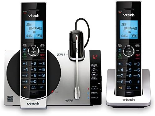 VTech התחבר לתא DS6771-3 DECT 6.0 טלפון אלחוטי - שחור, כסף, 6.9 x 4 x 6.6 ואוזניות אלחוטיות Accessory