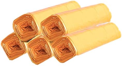 Koqwez33 100 יחידות 5 גלילי שקיות זבל, פלסטיק בסגנון נקודה מעיבוי שקיות זבל של זבל ביתי למשרדי אמבטיה ביתי צהוב