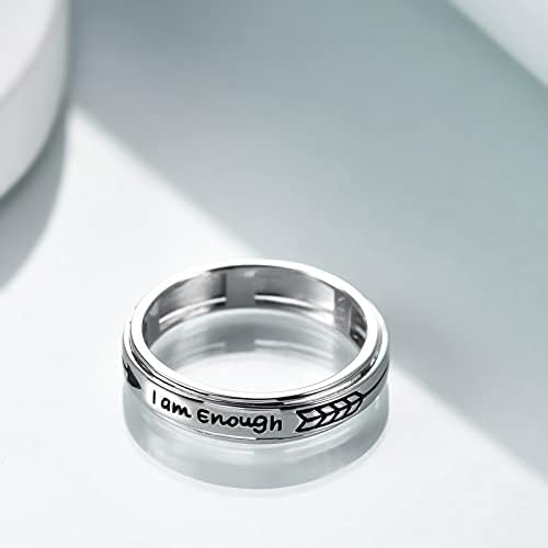 טבעת חרדה חרדה טבעת סטרלינג כסף טבעת לחרדה אני מספיק טבעת ספינר מעוררת השראה טבעות הקלה על טבעות לנשים גברים