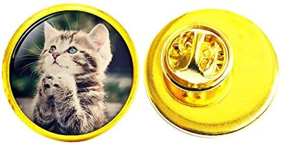 סיכת חתולים, סיכת חתולים, תכשיטים לחתולים, קסם חתול, סיכת סיכה של אמנות זכוכית, סיכה פשוטה, סיכה בעבודת יד, M263