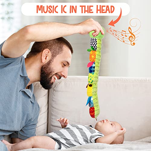 תינוק תינוק מוסיקלי ממולא בעלי החיים פעילות רך צעצועי עם רב חושי להתקמט, רעשן ומרקמים, עבור בטן זמן יילוד 0-3-6-12 חודשים