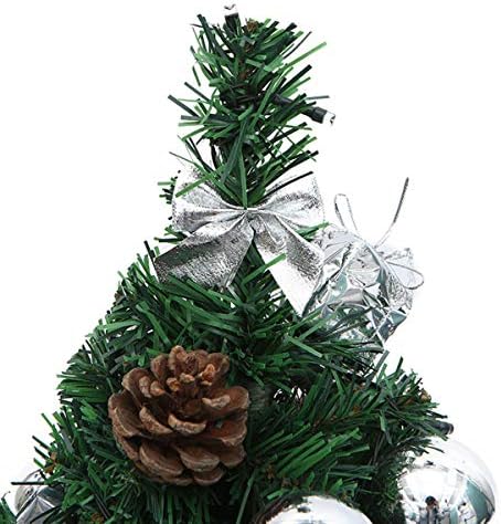 אורות LED של Yizyif מיני עץ חג המולד קישוטי מתנה של עץ חג המולד מלאכותי עץ אורן עץ אורן קטן קישוט לחג המולד כסף גודל