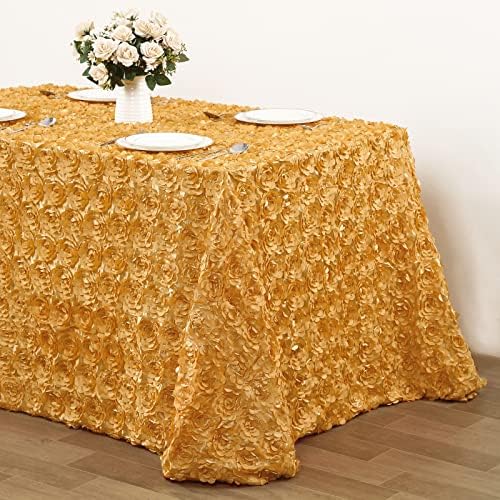 שפת מפת מפת שולחן זהב 60 x 102 אינץ 'רוזט חתונה מפת חתונה מפת שולחן סאטן מפת שולחן מפות לקישוטים למקלחת לתינוק