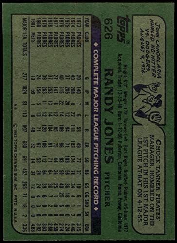 1982 Topps 626 רנדי ג'ונס ניו יורק מטס NM/MT Mets