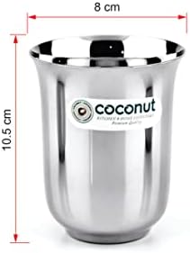קוקוס נירוסטה ב5 כוסות מים רגילות-סט של 3 קיבולת-300 מיליליטר כל כוס