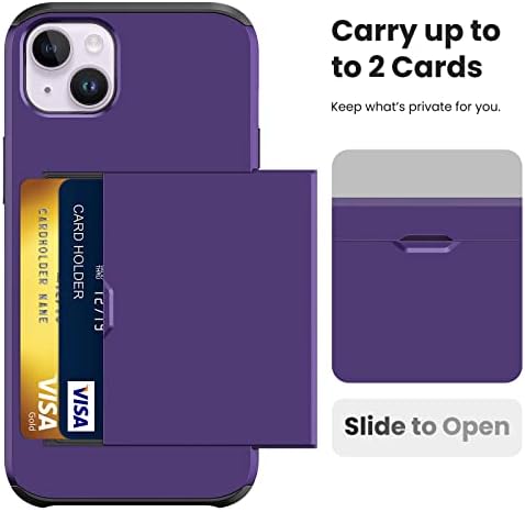Jiunai לאייפון 14 ארנק מארז, מחזיק כרטיסי אשראי מזהים ארנק חריץ מינימליסטי מינימליסטי אגן שכבה כפולה כבדה פגוש היברידי