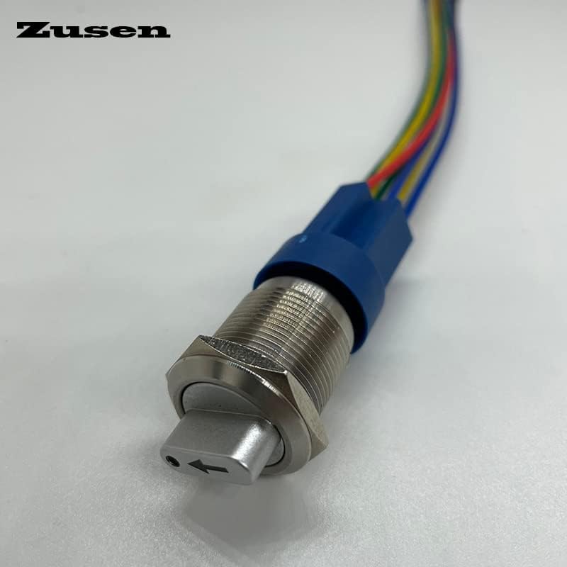 Zusen 19 ממ מואר סמל חץ אור LED תאורת 2NO2NC מתג כפתור בורר מתכת 3 מיקום IP65 קבוע -