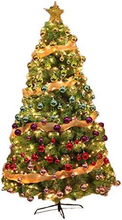 סט עצי חג מולד מלאכותיים של יומו, הצפנה מחטי אורן חג המולד עץ אורן עם בסיס מתכת לקישוט פנים וחוץ-ירוק 240 סמ