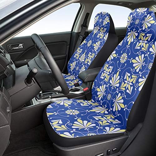Youngkids וינטג 'הדפס פרחים מושב מכונית מכסה 2 חלקים סט כרית קדמית קדמית אוניברסלית לרכב שטח/מכוניות/משאיות, עיצוב מגן