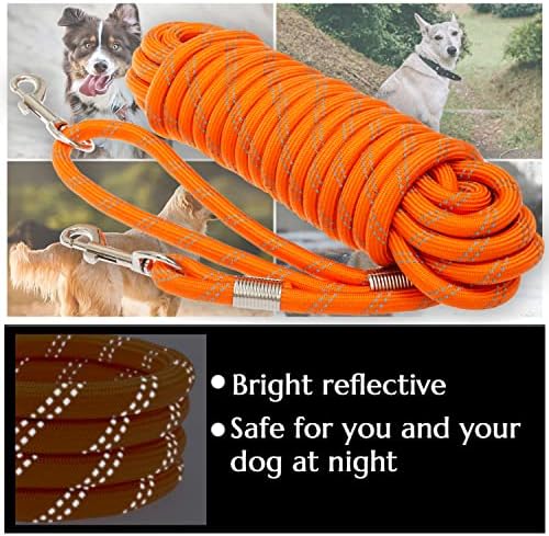 רצועת כלבים ארוכה של Segzwlor - 30ft, אימונים רפלקטיביים 50ft רצועת כלב חבל כבד - רצועת כלב ניילון כלב ניילון