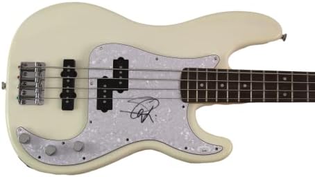 סטיב האריס חתם על חתימה בגודל מלא פנדר לבן גיטרה בס חשמלית ג 'יימס ספנס ג' יי. אס. איי אימות - איירון מיידן-רוצחים, מספר החיה,