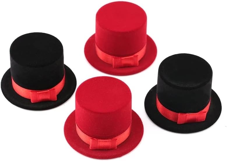 אדום שחור מגבעת תכשיטי תיבת קטיפה חתונה טבעת תיבת שרשרת תצוגת קופסא מתנת מיכל מקרה עבור תכשיטי אריזה