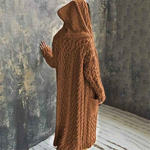 ענקיות סוודרים לנשים בתוספת גודל כבל לסרוג ארוך קרדיגן פתוח קדמי ארוך שרוול סלעית מעיל מעיל עם כיס