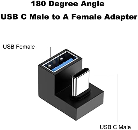 ARME U צורה USB C זכר למתאם נקבה USB, סוג זווית של 180 מעלות C 3.1 ל- USB 3.0 ממיר מחבר לטבליות וטלפונים