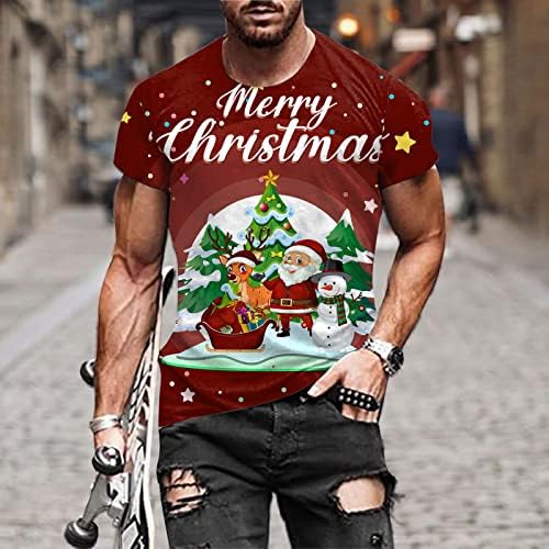חולצות טריקו לגברים של ZDDO חג המולד סנטה קלאוס חייל הדפסה צמרות שרוול קצר מצחיק חג המולד מצחיק מסיבה גרפית רזה