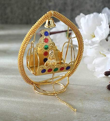 Itiiha diva Balgopal או Laddu Gopal Lord Krishna Jhula Swing למקדש הבית מנדיר או לוח מחוונים לרכב - 8 סמ L * 10 סמ H