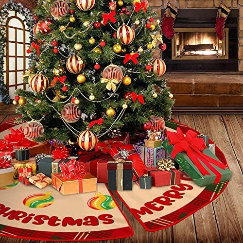 חצאית עץ 30 x30 באפלו משובץ קצה אדום וירוק מחצלת עץ חג המולד פרח שוודי קישוט קישוטי עץ חג המולד כפרי לקישוט מסיבת חג חג