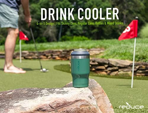 צמצם את Can Cooler - 4 -in -1 מפלדת נירוסטה מחזיק ומחזיק בקבוקי בירה, 4 שעות קר - הקירור של המשקה עבור 12 פחיות רזות,