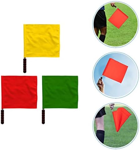 3 יחידות שופט דגל נירוסטה יד דגלי שדה רשמי דגל בטיחות מפקד ספורט אימון דגל עבור כדורגל כדורעף כדורגל מסלול אדום ירוק