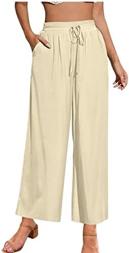 טרקלין הספורט של HDZWW ארוך עם מכנסיים מכנסיים נושמים מכנסי קיץ נושמים לנשים רפיון אלסטיות סולידית סוליג