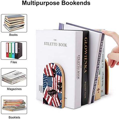 שרירים רכב אמריקאי דגל עץ תומכי ספרים כבד ספר מחזיקי למדפים דקורטיבי ספר מסתיים