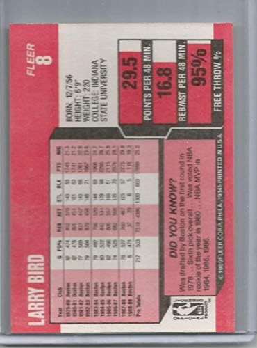 1989-90 FLEER 8 לארי בירד סלטיקס NBA כרטיס כדורסל NM-MT