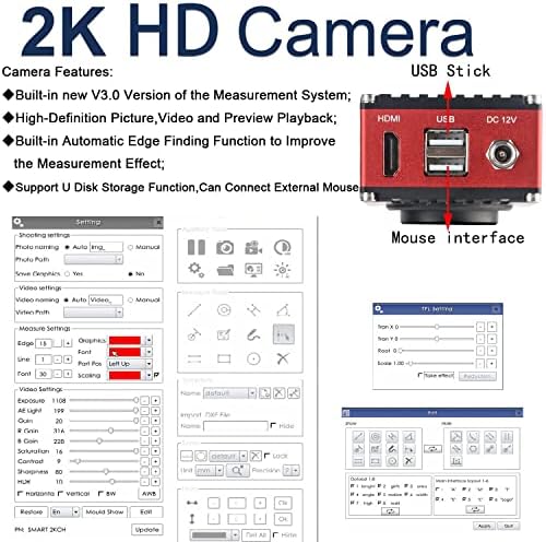 Koppace 2D/3D Microscope 20X-170X עדשת זום רציפה 360 ° סיבוב 2K HD Camera תמיכה במדוד תמונה ווידאו