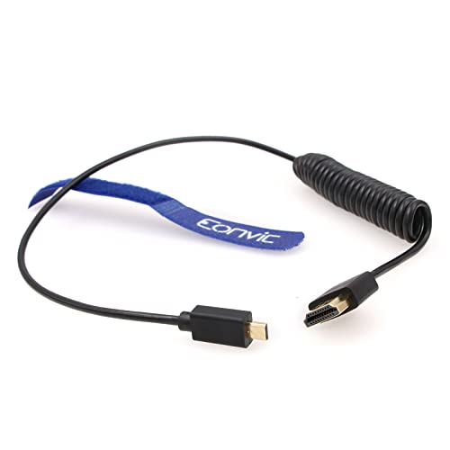 Eonvic 2.0 HDMI כבל מפותל 8K HDMI לכבל מיקרו HDMI מהירות גבוהה HDMI דק זכר למאריך זכר כבל מפותל לקאנון M5/M6 SONY A7