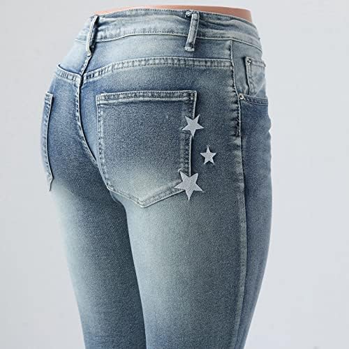 ג'ינס 2023 מכנסי ג'ינס של אתקיה גבירותיי 2023 מכנסי ג'ינס רקומים כוכב ישר חבית מיקרו ג'ינס מתרחב דק