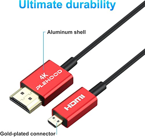Plehood 4K Mini-HDMI ל- HDMI 1.6ft/0.5m, מהירות גבוהה 18 ג'יגה-ביט לשנייה HDMI 2.0, כבל HDMI דק במיוחד φ3.6 ממ, תומך