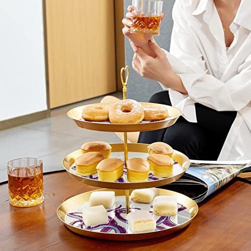 עמדת עוגות סט 3 דוכני קאפקייקס שכבה פלטת מאפה לשימוש חוזר לקישוטים למסיבות תה יום הולדת, תמנון תמנון
