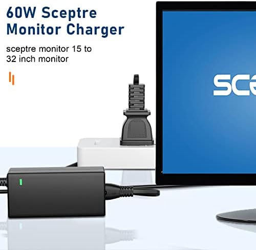 כבל חשמל עבור צג שרביט, Soulbay 12v 5a AC/DC Charger Charger UL רשום עבור Scepter 19 20 22 24 25 27 30 32 סדרה LCD