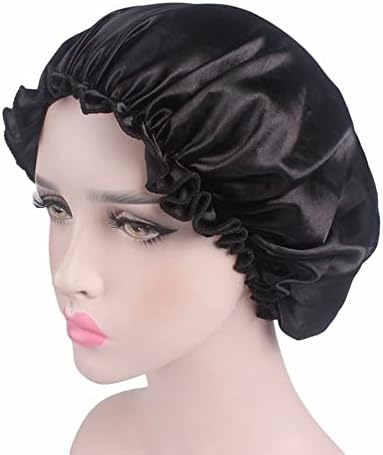 מצנפת סאטן סאטן נשים, מצנפת שיער מצנפת משי לשינה, כובע שיער כובע לילה סאטן אלסטי לכיסוי ראש משי אמבטיה לשיער