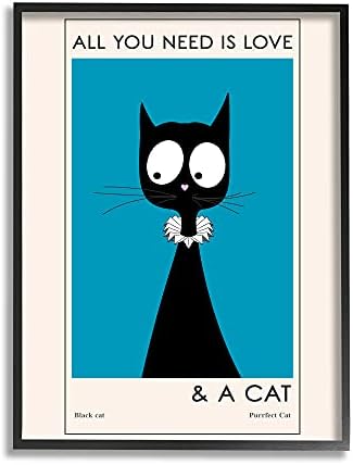 תעשיות סטופל אהבה וביטוי חתול חתול אופנה מצחיק, עיצוב מאת אייזה שחור ממוסגר קיר אמנות, 11 x 14, לא לבן