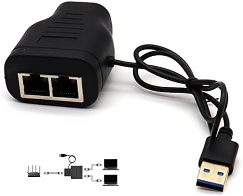 מתאם מפצל רשת Lokeke RJ45, RJ45 1 עד 2 LAN Ethernet Network Converter עם כבל כבל כוח USB עבור Cat6 / Cat7