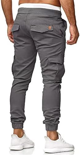 מכנסיים מזדמנים של רמילון גברים מגברים אופנה אלסטית המותניים מכנסי מטען עם מכנסי טרנינג בכיסים