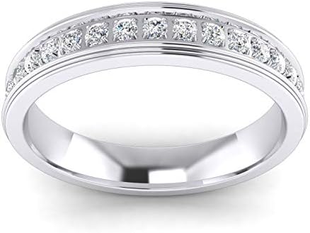 יוניסקס נוחות בכושר סטרלינג כסף 4 ממ סימולציה יהלומים מלא נצח טבעת נישואים