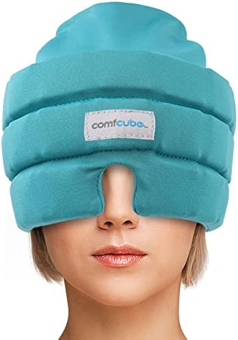 כובע קרח להקלה על מיגרנה וכאבי ראש, 2 שעות טיפול קר לאורך זמן כובע קרח מתאים לביש לכאב ראש במתח, סינוס והפגת
