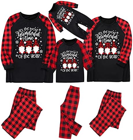 XBKPLO פיג'מות לחג המולד לפיג'מה משפחתית PJS תלבושות בגדי שינה תואמות פיג'מות חג מולד למשפחה פלוס