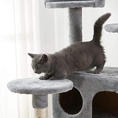 מגדל חתולים, עץ חתול 52.76 אינץ 'עם לוח שריטות של סיסל, בית עץ החתול עם פלטפורמה מרופדת, 2 דירות יוקרה, לחתלתול,
