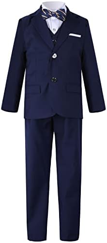 סט חליפות בנים בעיצוב א 'ו-ג' יי, מעיל לבוש רשמי 5 חלקים, אפוד וחולצה ומכנסיים ועניבה