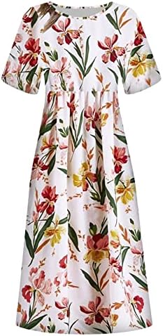 שמלות קיץ של Zefotim לנשים 2023 שרוול ארוך פרחוני V צוואר שמלת מקסי שמלת אופנה מזדמנים שמלות חוף
