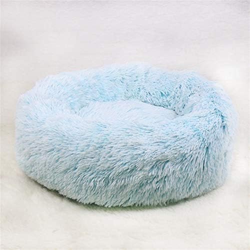 Dekika מיטת חיות מחמד גדולה ומקסימה, מיטת חיות מחמד חמה ניתנת לניתוק לחורף כחול בהיר 15.8 x15.8 x7.1